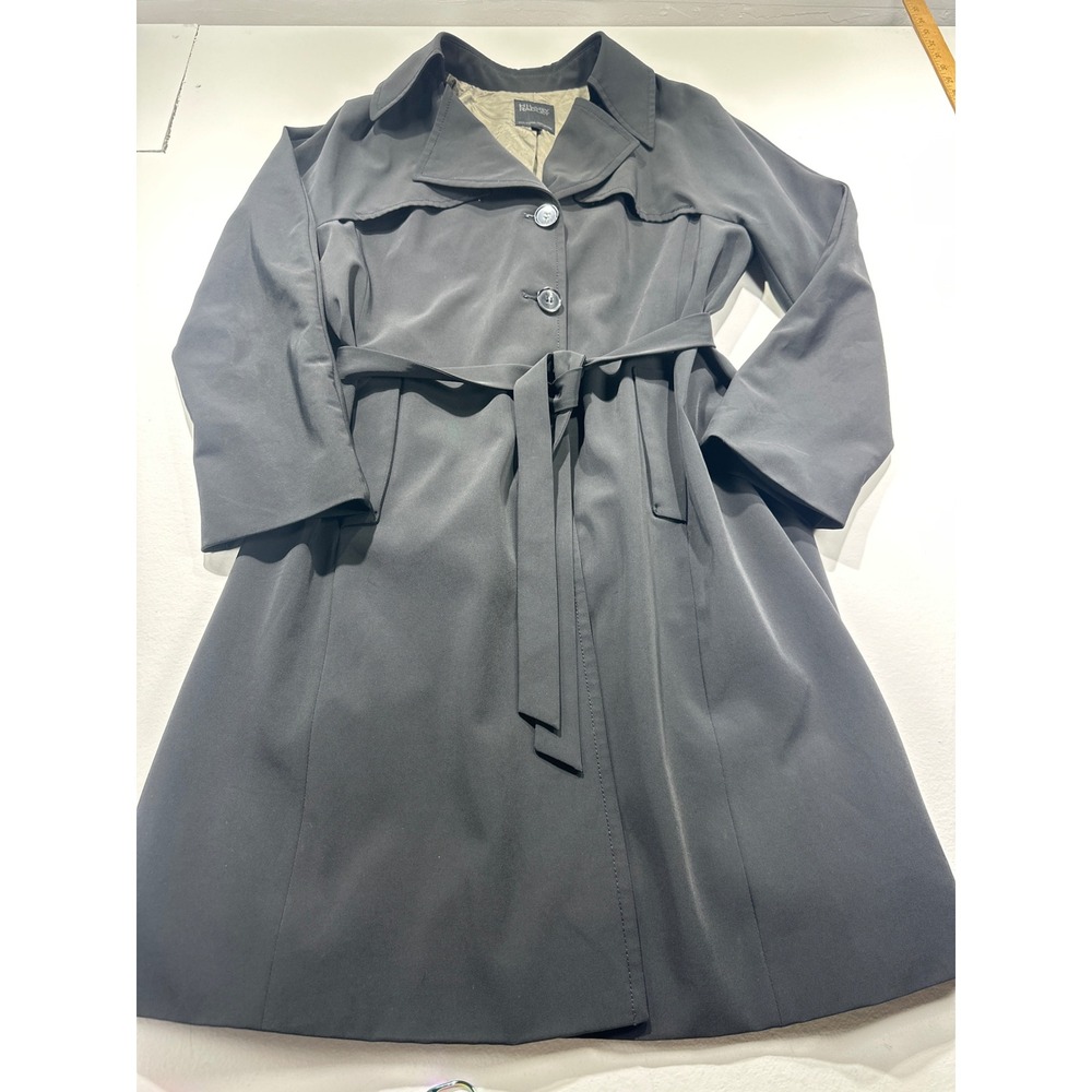 Hilary Radley Black Belted Trench Coat Jacket Women Size 8 Style 432280